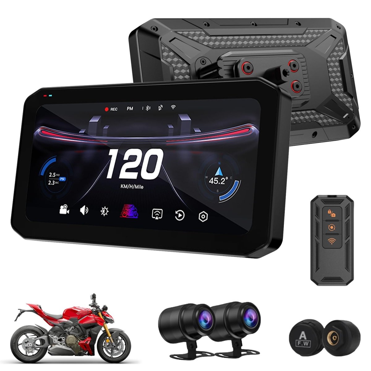 T7 Ultra installé sur guidon de moto